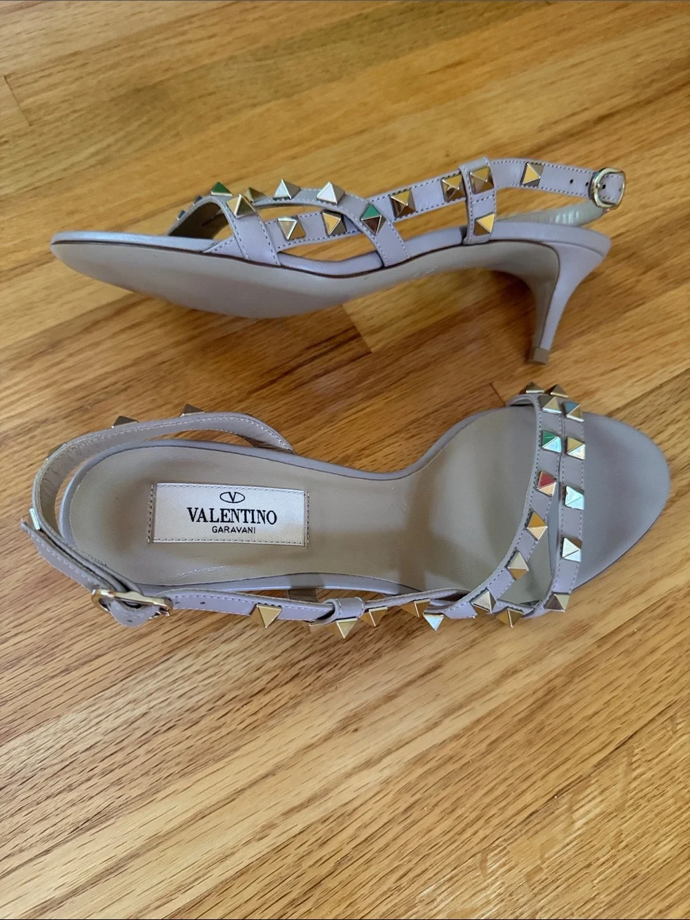 Valentino Garavani Rockstud Slingback Kitten Heel Sandals